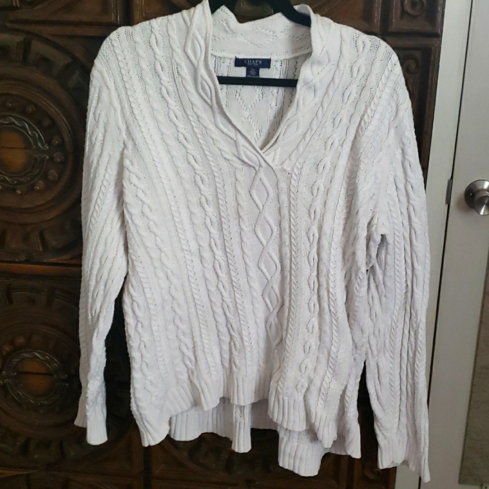 Chaps size 3X white long sleeve sweater